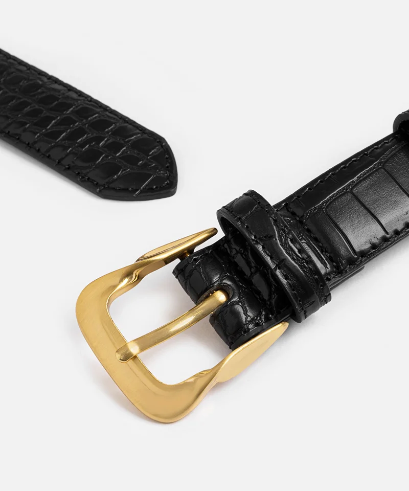 Ipekyol Croc-Effect Belt with Metal Buckle